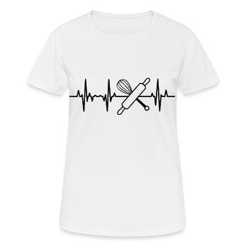 Nudelholz Handmixer Herzklopfen - Frauen T-Shirt atmungsaktiv - Weiß - Vorne - AI Model Female 172 dark (172cm)