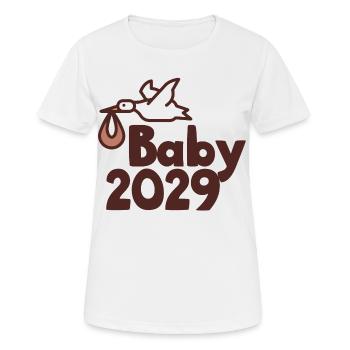 Storch Baby 2029 - Frauen T-Shirt atmungsaktiv - Weiß - Vorne - AI Model Female 172 dark (172cm)