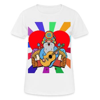 Hippie Gnome Midget Heart Ecstasy High Music - Women's Breathable T-Shirt - white - Front - AI Model Female 172 dark (172cm)
