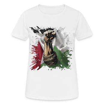free palestine fist flag gaza - Women's Breathable T-Shirt - white - Front - AI Model Female 172 dark (172cm)