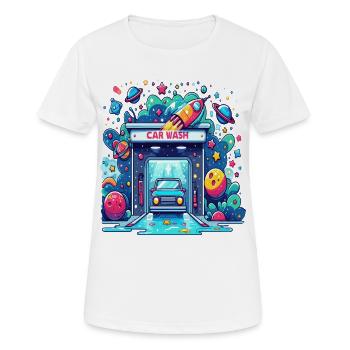 Lave-auto comique - T-shirt respirant Femme - blanc - Devant - AI Model Female 172 dark (172cm)