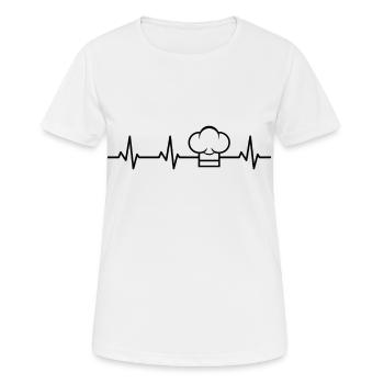Kochmütze Herzklopfen - Frauen T-Shirt atmungsaktiv - Weiß - Vorne - AI Model Female 172 dark (172cm)