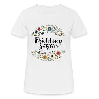 Frühling mit einer Prise Sommer, bitte! - Frauen T-Shirt atmungsaktiv - Weiß - Vorne - AI Model Female 172 dark (172cm)
