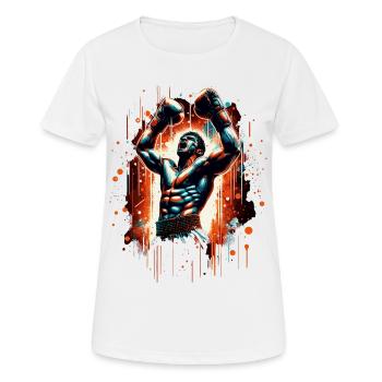 Boxer Victory Pose Victory Pose boxe cadeau - T-shirt respirant Femme - blanc - Devant - AI Model Female 172 dark (172cm)