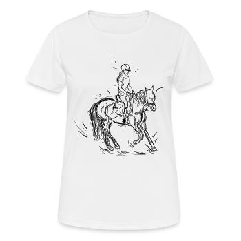 Reiterin - Frauen T-Shirt atmungsaktiv - Weiß - Vorne - AI Model Female 172 dark (172cm)