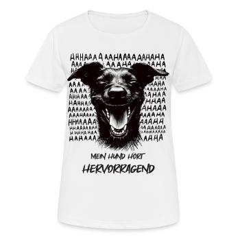 Mein Hund hört - Hundeliebhaber Hundefan Gassi - Frauen T-Shirt atmungsaktiv - Weiß - Vorne - AI Model Female 172 dark (172cm)