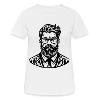 Illustration de portrait barbu masculin élégant - T-shirt respirant Femme - blanc - Devant - AI Model Female 172 dark (172cm)