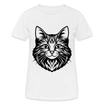 Illustration complexe de visage de chat - T-shirt respirant Femme - blanc - Devant - AI Model Female 172 dark (172cm)