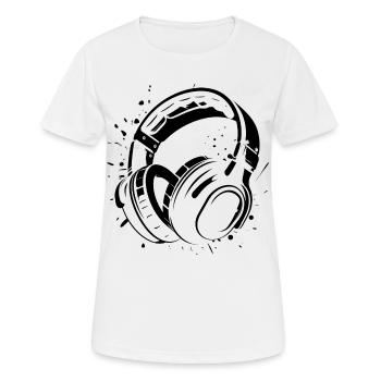 Kopfhörer - Frauen T-Shirt atmungsaktiv - Weiß - Vorne - AI Model Female 172 dark (172cm)