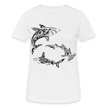 Polynesian Black Sharks - Women's Breathable T-Shirt - white - Front - AI Model Female 172 dark (172cm)