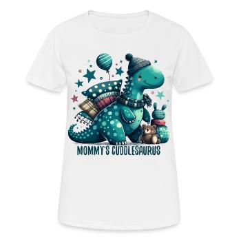 Mommy’s Cuddlesaurus Kuschel-Dinosaurier Geschenk - Frauen T-Shirt atmungsaktiv - Weiß - Vorne - AI Model Female 172 dark (172cm)
