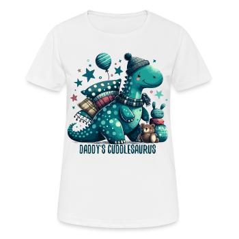 Daddy’s Cuddlesaurus Kuschel-Dinosaurier Geschenk - Frauen T-Shirt atmungsaktiv - Weiß - Vorne - AI Model Female 172 dark (172cm)