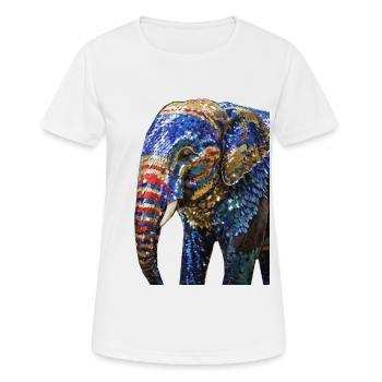 éléphant, paillettes, éléphant avec des paillettes, or, - T-shirt respirant Femme - blanc - Devant - AI Model Female 172 dark (172cm)