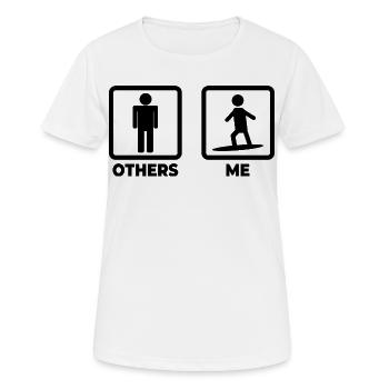 Wellenreiter Strichmännchen - Frauen T-Shirt atmungsaktiv - Weiß - Vorne - AI Model Female 172 dark (172cm)