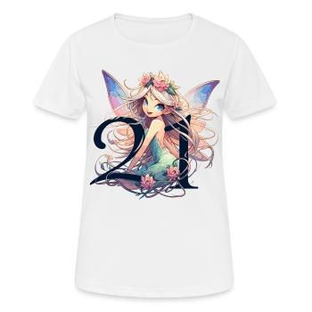 21 Years Fairy Elf Cute Blonde Birthday Gift - Women's Breathable T-Shirt - white - Front - AI Model Female 172 dark (172cm)