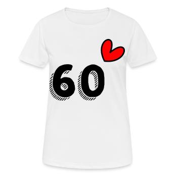 60. 60 ANS. 60e ANNIVERSAIRE. ANNIVERSAIRE 60 ANS. - T-shirt respirant Femme - blanc - Devant - AI Model Female 172 dark (172cm)