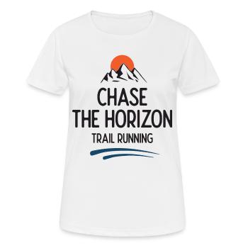 Trailrunning - Jagd auf den Horizont - Frauen T-Shirt atmungsaktiv - Weiß - Vorne - AI Model Female 172 dark (172cm)