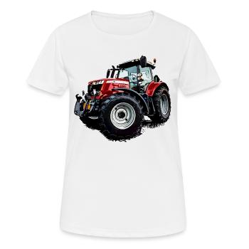 Traktor rot (M F) 6715S - Frauen T-Shirt atmungsaktiv - Weiß - Vorne - AI Model Female 172 dark (172cm)