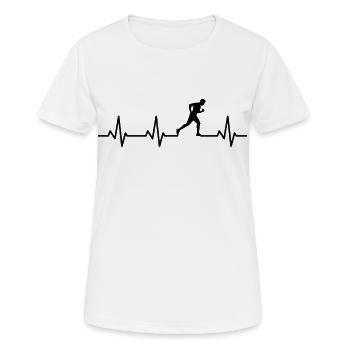 Battement de cœur du joggeur - T-shirt respirant Femme - blanc - Devant - AI Model Female 172 dark (172cm)