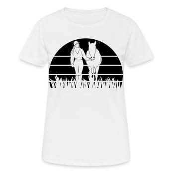 Reiterin - Frauen T-Shirt atmungsaktiv - Weiß - Vorne - AI Model Female 172 dark (172cm)