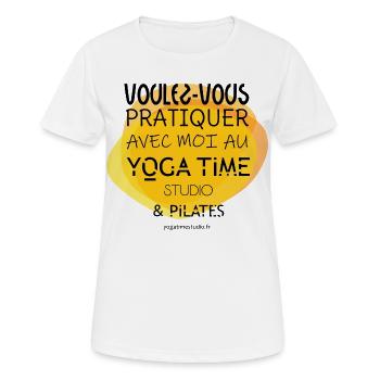 Yoga Time Studio & Pilates - T-shirt respirant Femme - blanc - Devant - AI Model Female 172 dark (172cm)