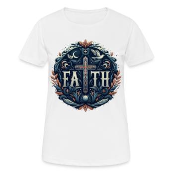 Glaube Kreuz Ornament - Frauen T-Shirt atmungsaktiv - Weiß - Vorne - AI Model Female 172 dark (172cm)