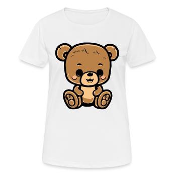 Câlin Teddy Sitting Brown Bear - T-shirt respirant Femme - blanc - Devant - AI Model Female 172 dark (172cm)
