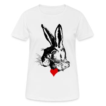 Stilvolles Hasen-Design – Osterhase Feldhase - Frauen T-Shirt atmungsaktiv - Weiß - Vorne - AI Model Female 172 dark (172cm)