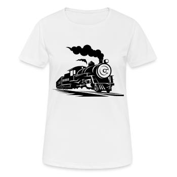 Dampfzug Skizze - Frauen T-Shirt atmungsaktiv - Weiß - Vorne - AI Model Female 172 dark (172cm)