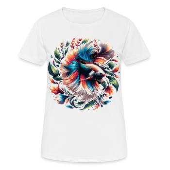 Betta siamois, Betta splendens, Bettafan - T-shirt respirant Femme - blanc - Devant - AI Model Female 172 dark (172cm)
