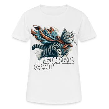 Super Katze Britisch Kurzhaar BKH getigert - Frauen T-Shirt atmungsaktiv - Weiß - Vorne - AI Model Female 172 dark (172cm)