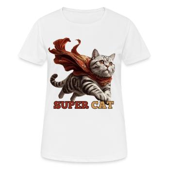 Super Katze Britisch Kurzhaar BKH getigert - Frauen T-Shirt atmungsaktiv - Weiß - Vorne - AI Model Female 172 dark (172cm)