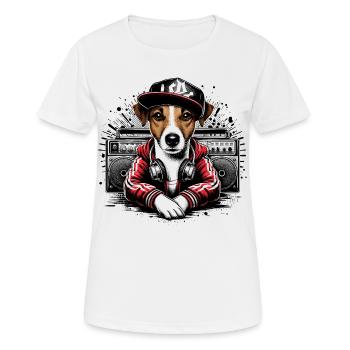 Jack Russell Terrier Ghetto Blaster Gift - Women's Breathable T-Shirt - white - Front - AI Model Female 172 dark (172cm)