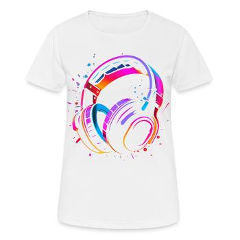 90er Kopfhörer Retrowave - Frauen T-Shirt atmungsaktiv - Weiß - Vorne - AI Model Female 172 dark (172cm)