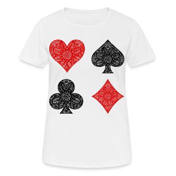 Casino Poker Jeu de cartes Jeux de hasard Poker - T-shirt respirant Femme - blanc - Devant - AI Model Female 172 dark (172cm)