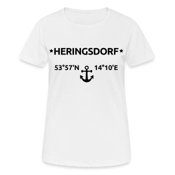Heringsdorf Koordinaten - Frauen T-Shirt atmungsaktiv - Weiß - Vorne - AI Model Female 172 dark (172cm)