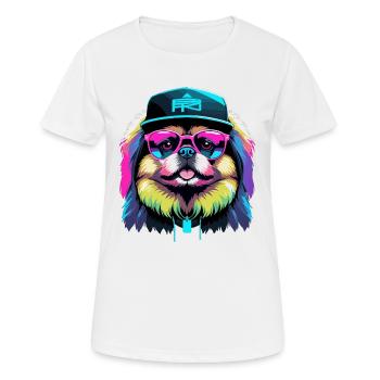 Pekingese Cyber Gangster Lion Dog Gift - Women's Breathable T-Shirt - white - Front - AI Model Female 172 dark (172cm)