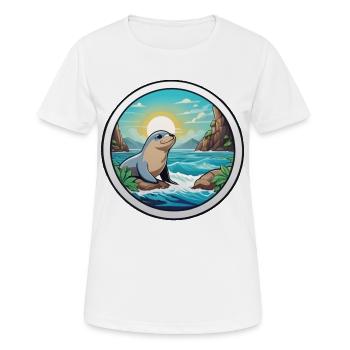 Small seal on the coast - Women's Breathable T-Shirt - white - Front - AI Model Female 172 dark (172cm)