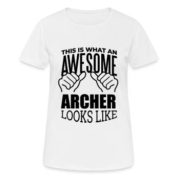 Bogenschießen Bogenschießen Bogenschießen - Frauen T-Shirt atmungsaktiv - Weiß - Vorne - AI Model Female 172 dark (172cm)