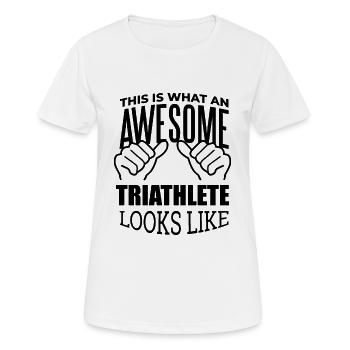 Triathlon-Triathlon-Triathlon - Frauen T-Shirt atmungsaktiv - Weiß - Vorne - AI Model Female 172 dark (172cm)