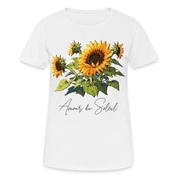 Les tournesols, un design floral pour l’été - T-shirt respirant Femme - blanc - Devant - AI Model Female 172 dark (172cm)