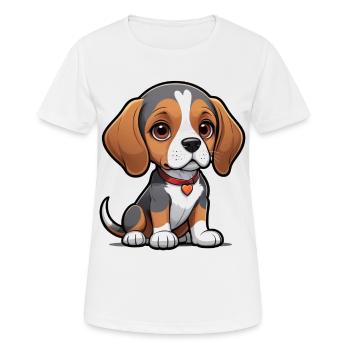 Chiot d’amour Beagle - T-shirt respirant Femme - blanc - Devant - AI Model Female 172 dark (172cm)
