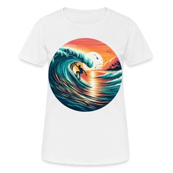 Surfeur au coucher du soleil - T-shirt respirant Femme - blanc - Devant - AI Model Female 172 dark (172cm)