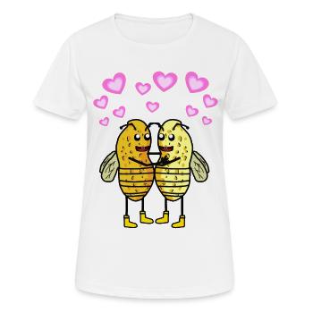 Abeilles Cacahuètes Bourdons Insectes Cacahuètes Noix - T-shirt respirant Femme - blanc - Devant - AI Model Female 172 dark (172cm)