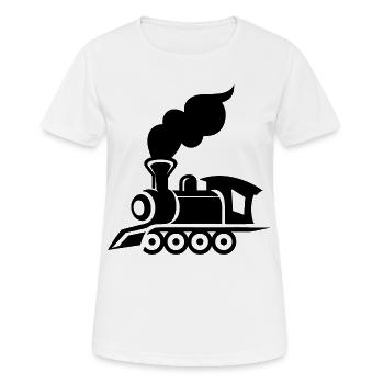 Lokomotive Grafik - Frauen T-Shirt atmungsaktiv - Weiß - Vorne - AI Model Female 172 dark (172cm)