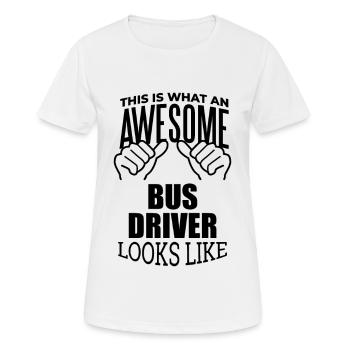 chauffeur de bus - T-shirt respirant Femme - blanc - Devant - AI Model Female 172 dark (172cm)