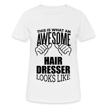 Coiffeur Coiffeur Coiffeur Coiffeur - T-shirt respirant Femme - blanc - Devant - AI Model Female 172 dark (172cm)
