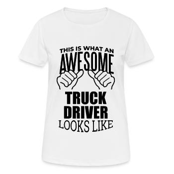 Truck Driver Truck Driver Truck Driver - Women's Breathable T-Shirt - white - Front - AI Model Female 172 dark (172cm)