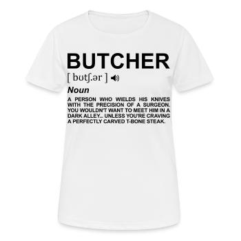 Butcher Meaning - Women's Breathable T-Shirt - white - Front - AI Model Female 172 dark (172cm)