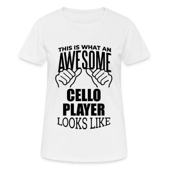 Cello Cello Cello - Frauen T-Shirt atmungsaktiv - Weiß - Vorne - AI Model Female 172 dark (172cm)